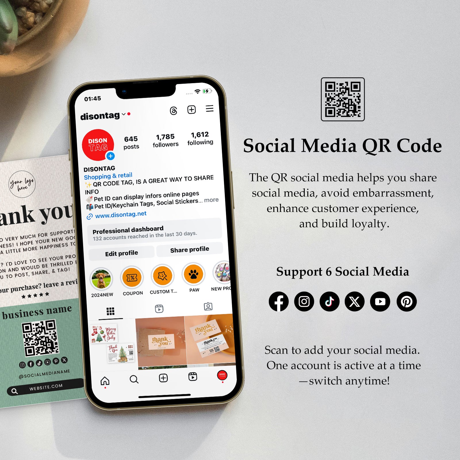 DISONTAG Small Business Editable Thank You Card - T22