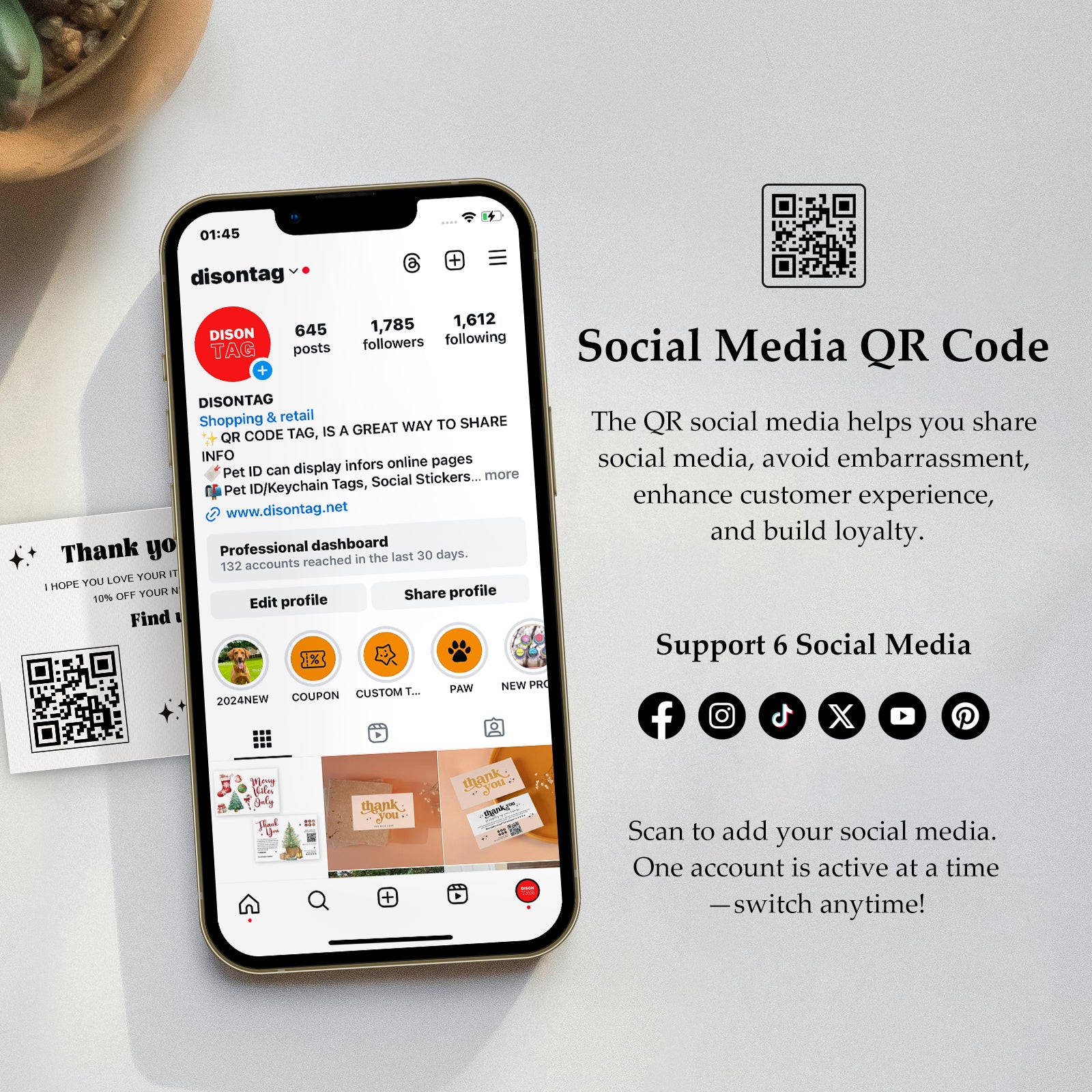 DISONTAG Small Business Editable Thank You Card - T10