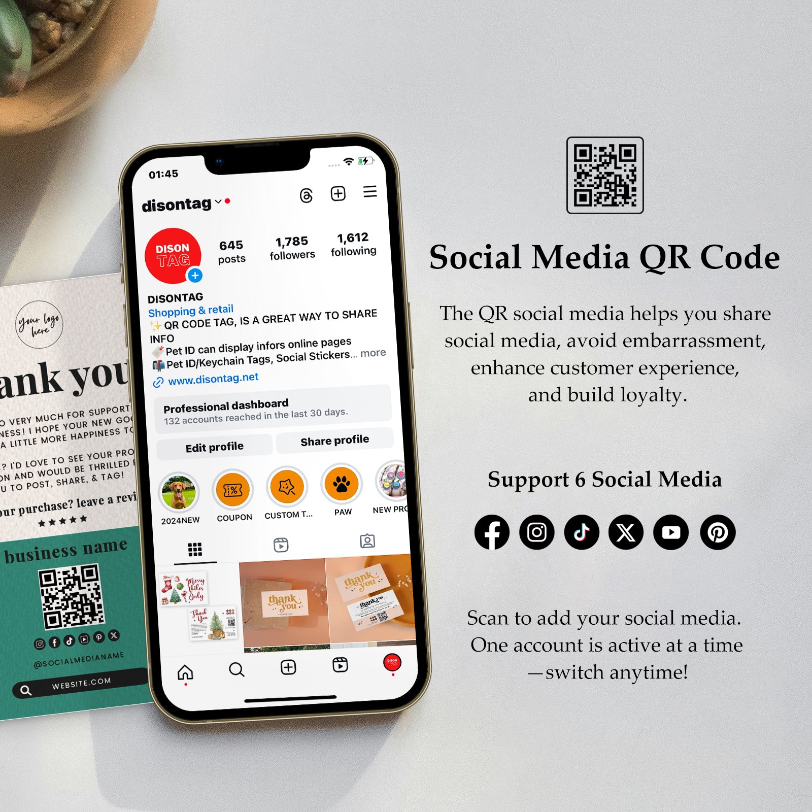 DISONTAG Small Business Editable Thank You Card - T24