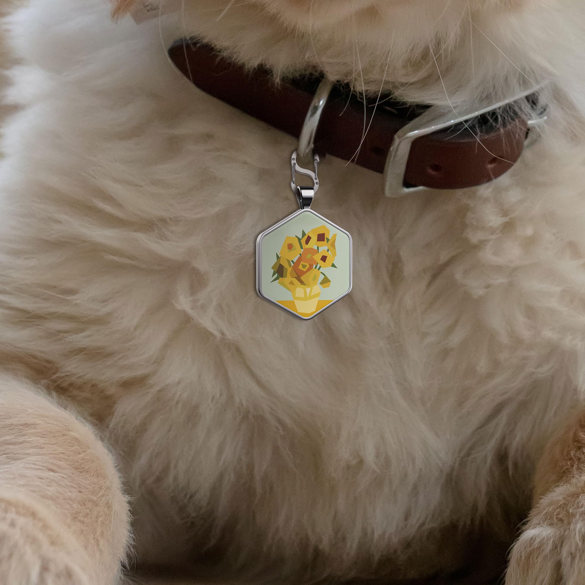 Alloy ID QR code pet tag-Sunflowers