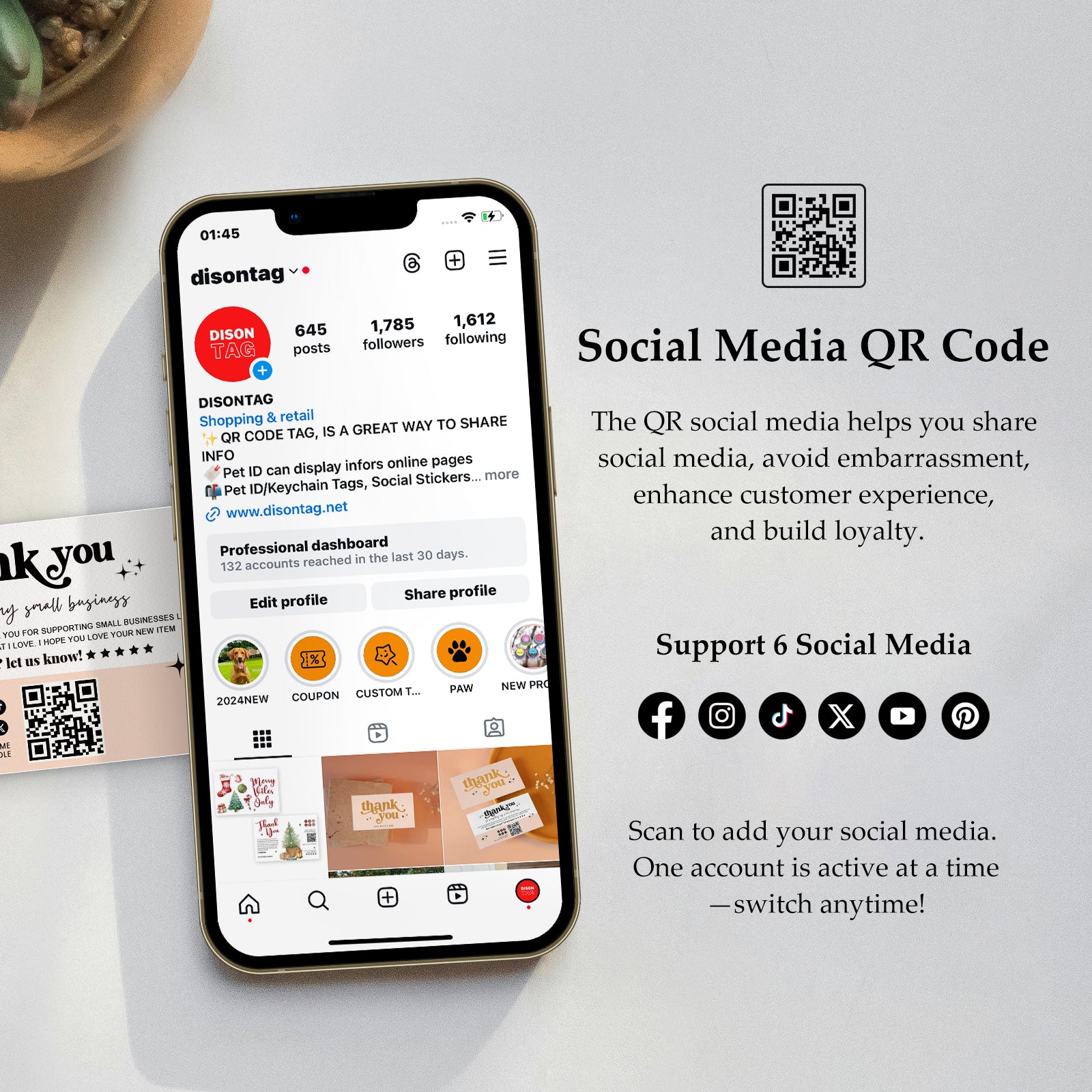 DISONTAG Small Business Editable Thank You Card - T1