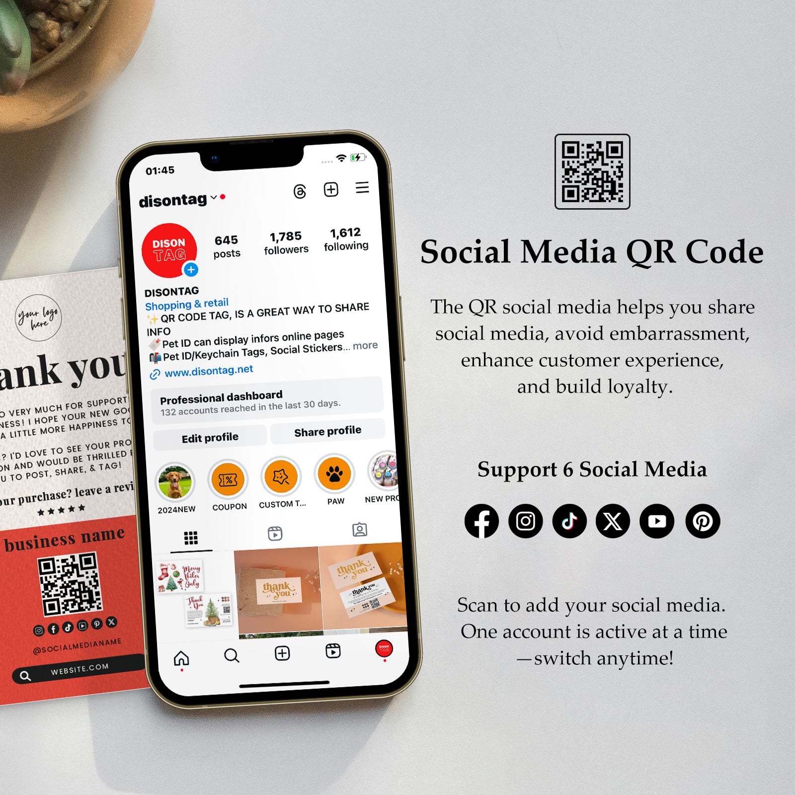 DISONTAG Small Business Editable Thank You Card - T23