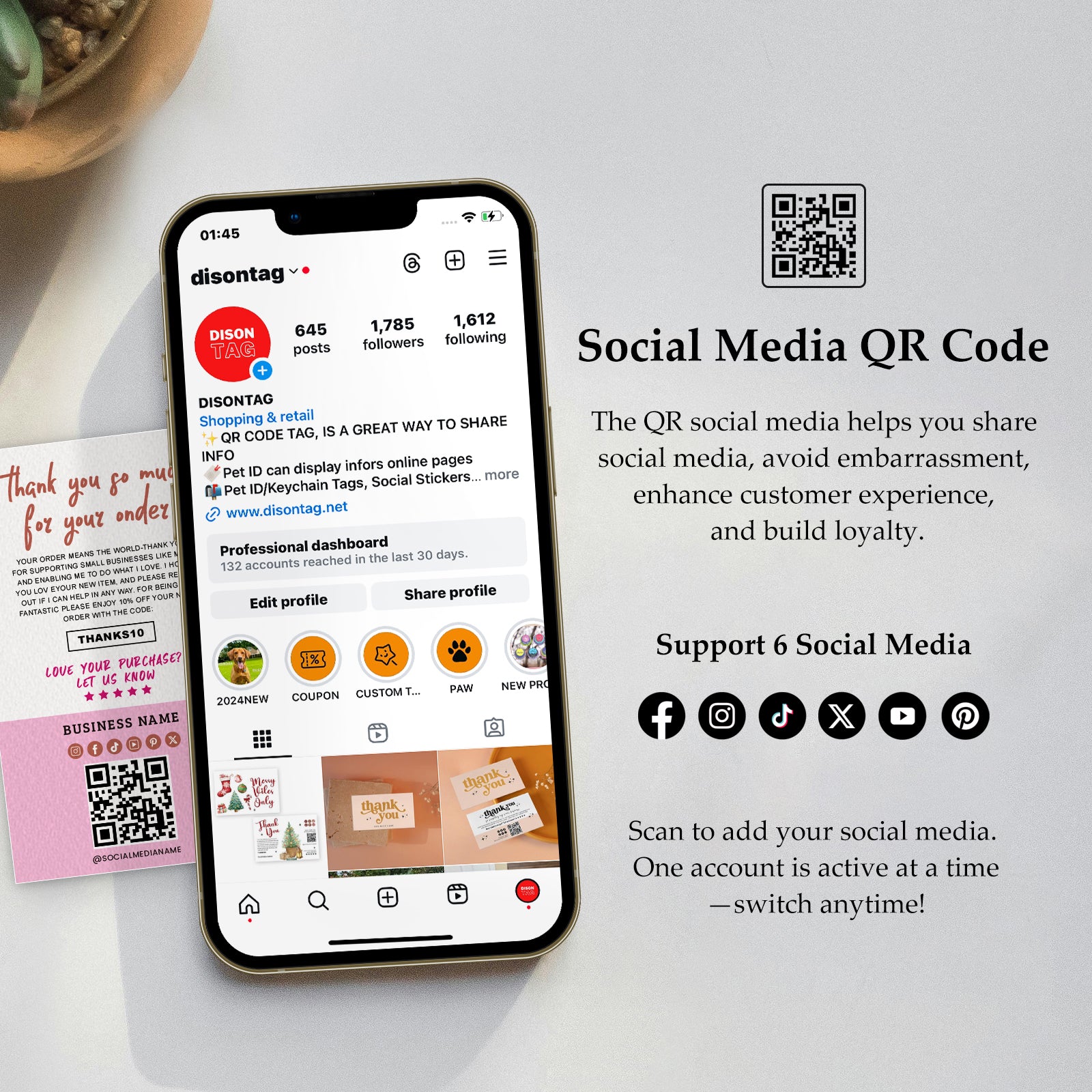 DISONTAG Small Business Editable Thank You Card - T12