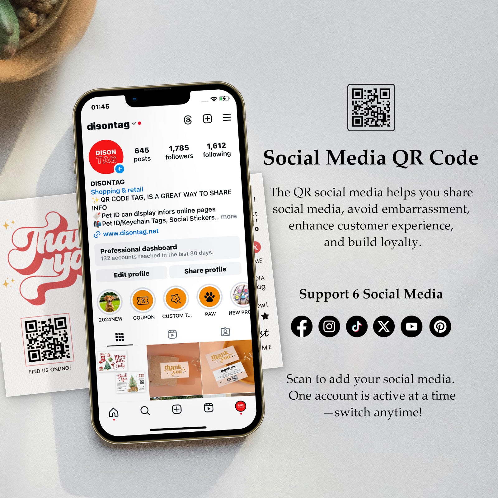 DISONTAG Small Business Editable Thank You Card - T16