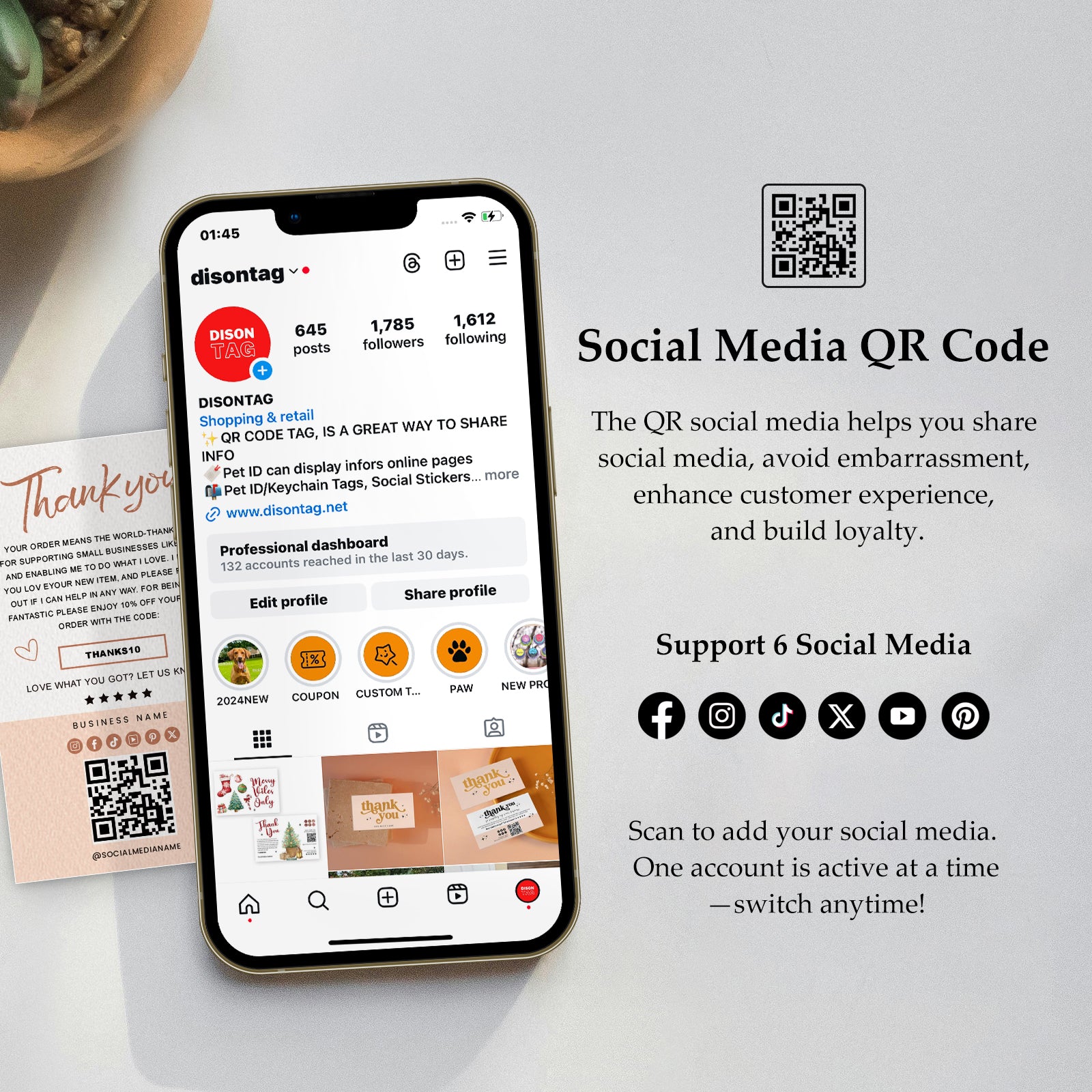 DISONTAG Small Business Editable Thank You Card - T13