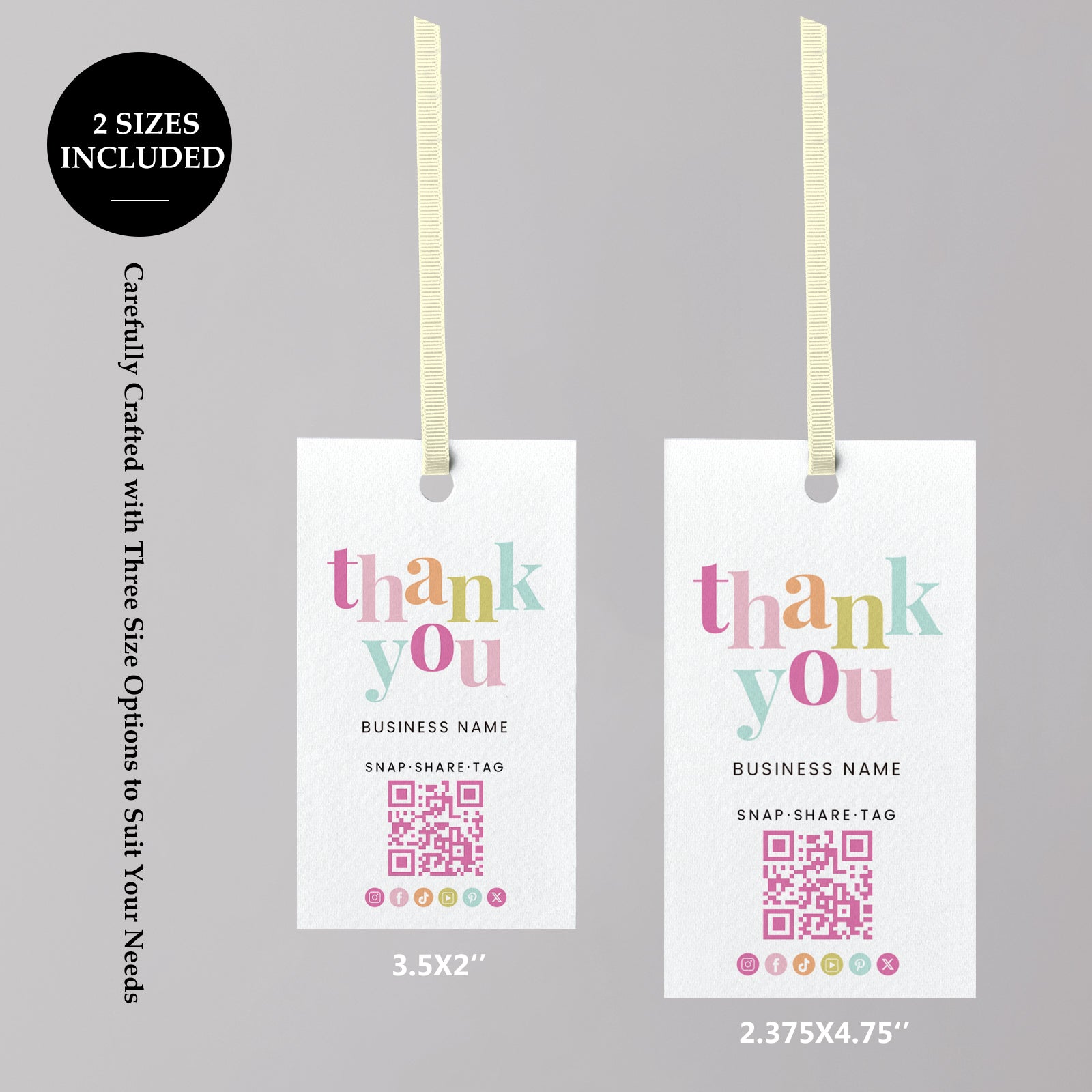 DISONTAG QR Code Editable Thank You Card Hang Tags - H8