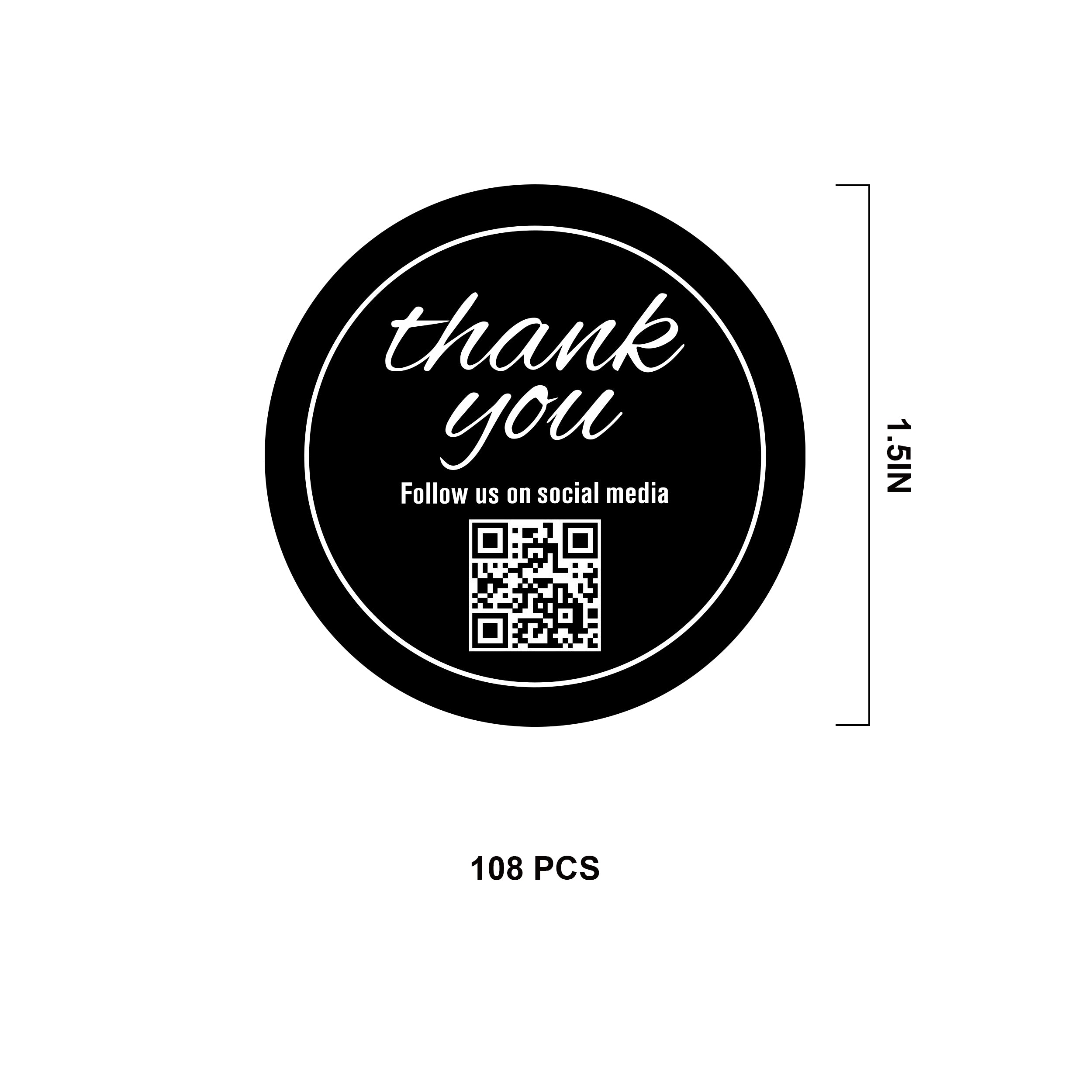 QR Thank You Stickers 108 PCS-black