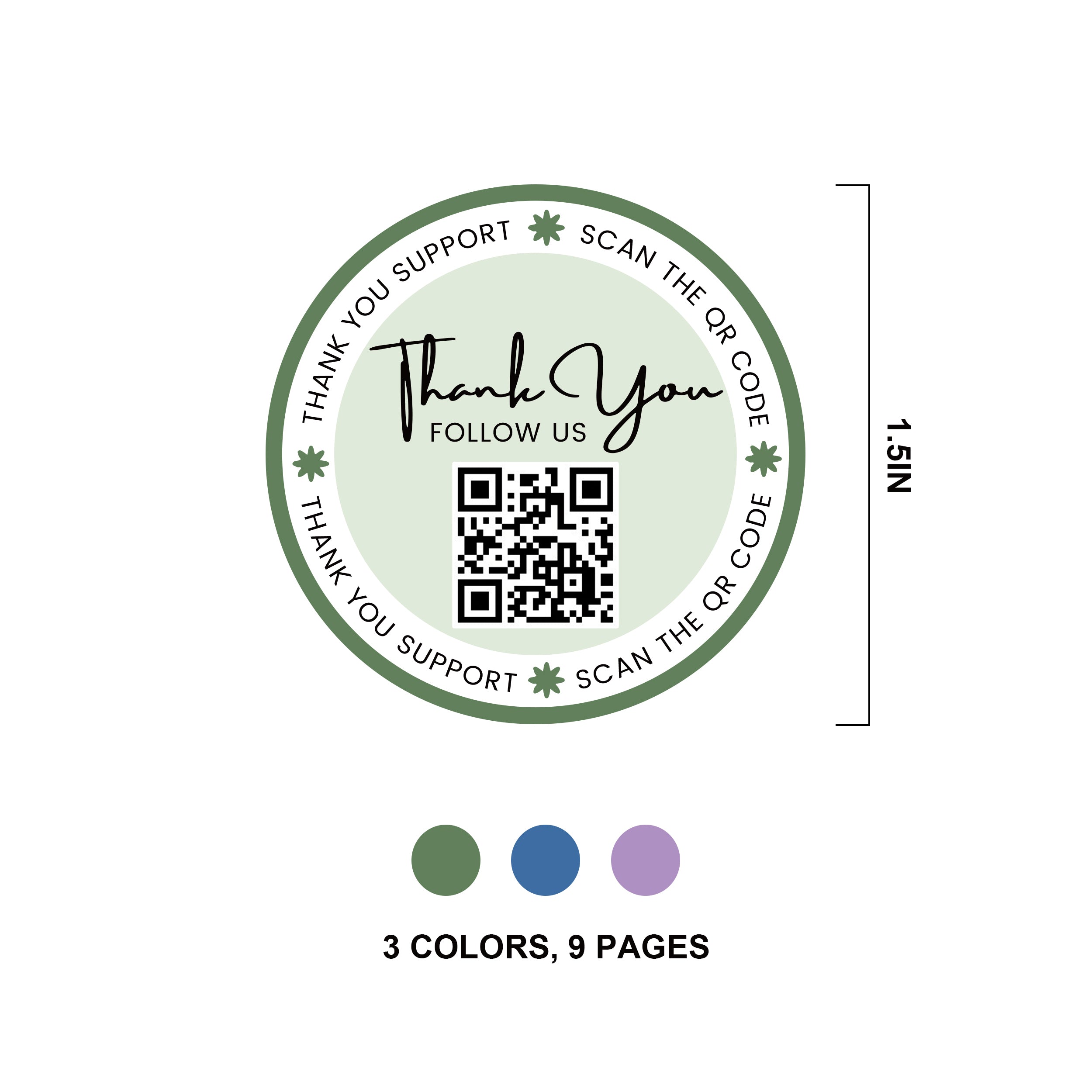 QR Thank You Stickers 108 PCS-color