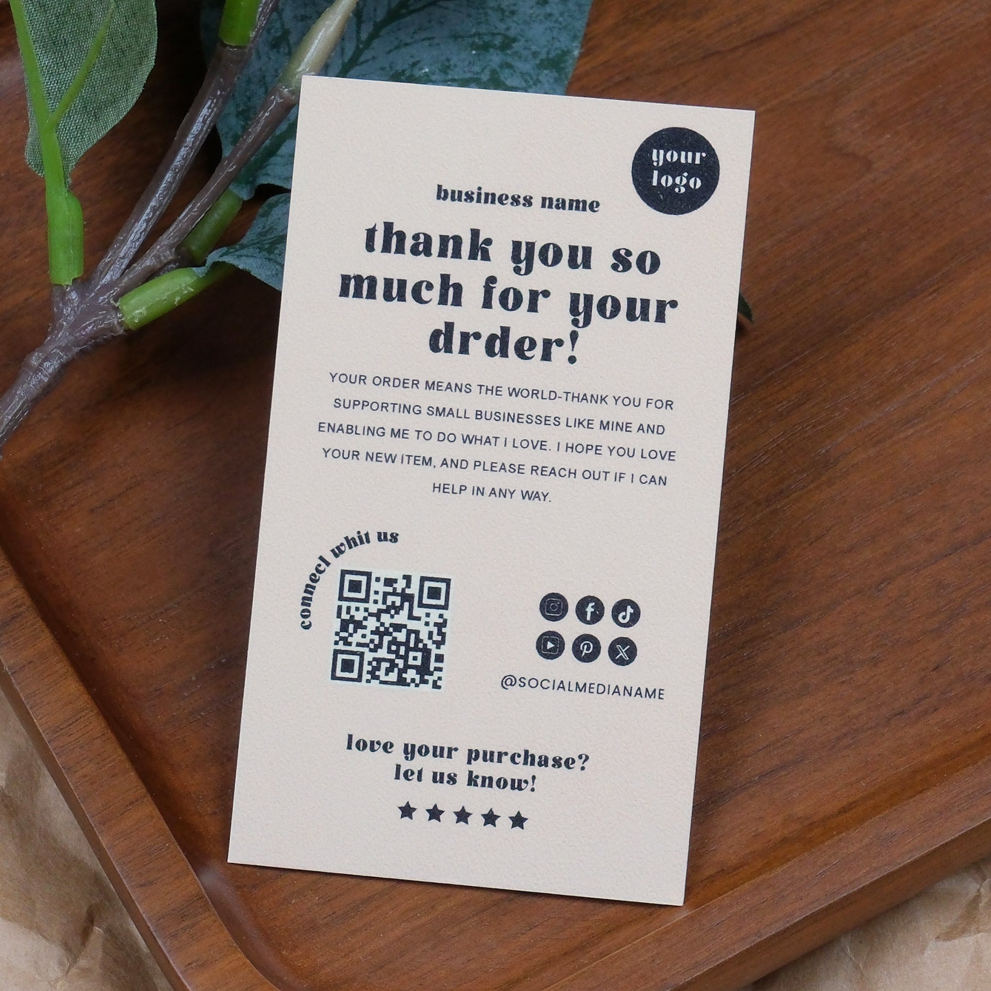 DISONTAG Small Business Editable Thank You Card - T14