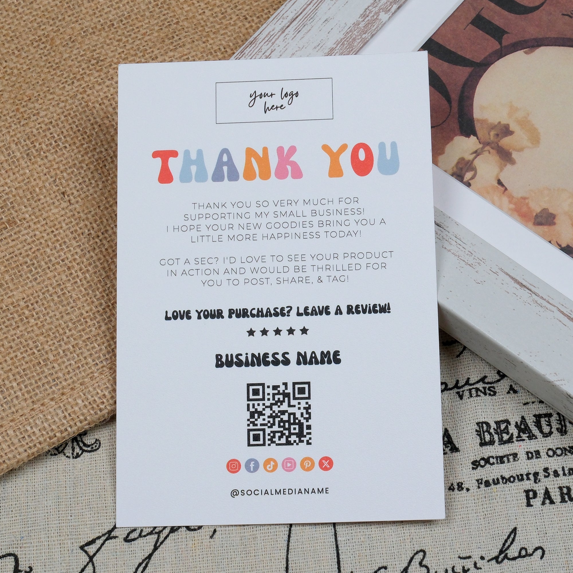 DISONTAG Small Business Editable Thank You Card - T21