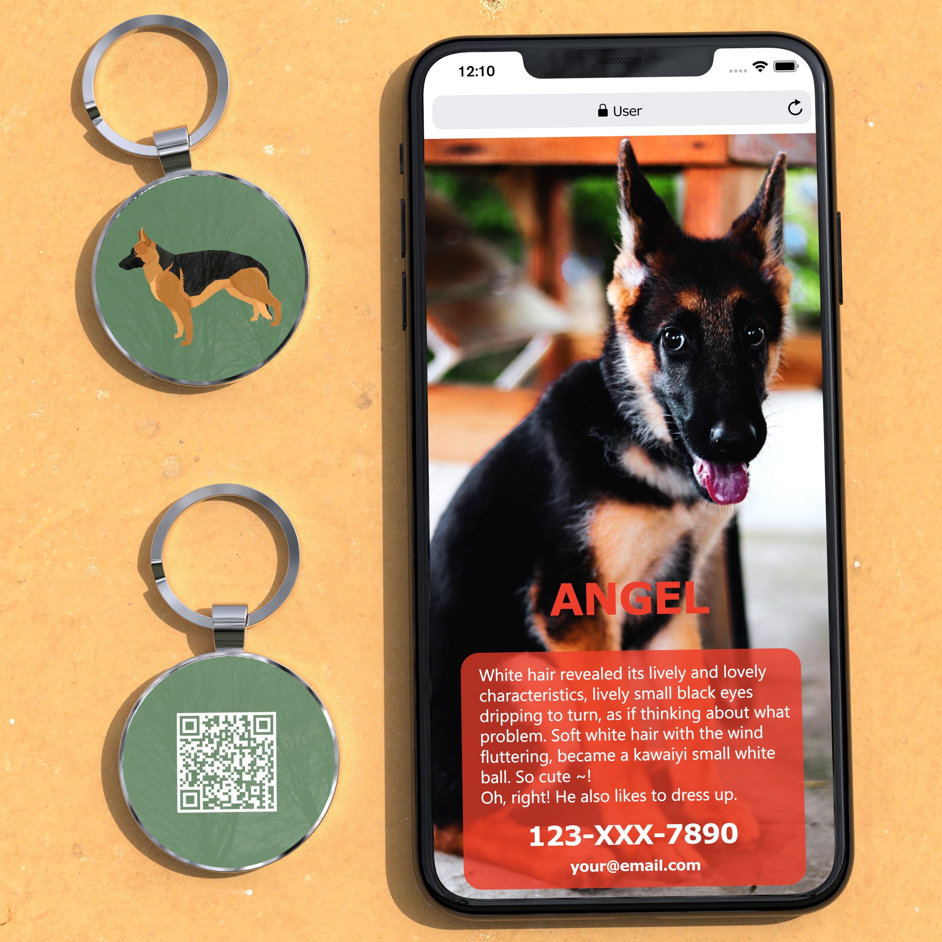 QR code pet tag Dog breeds tags-German Shepherd