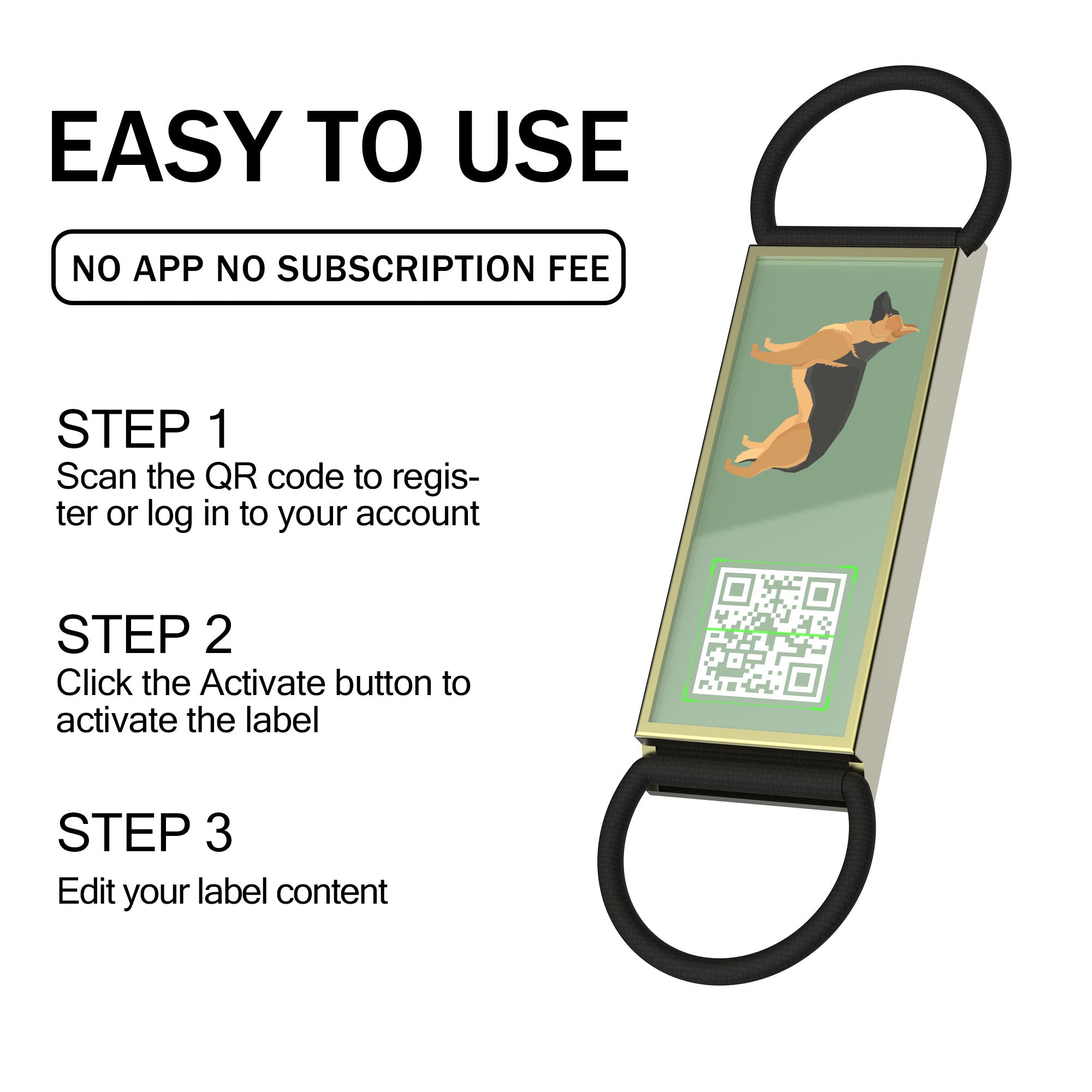 QR code pet tag Silent dog breeds tags-German Shepherd