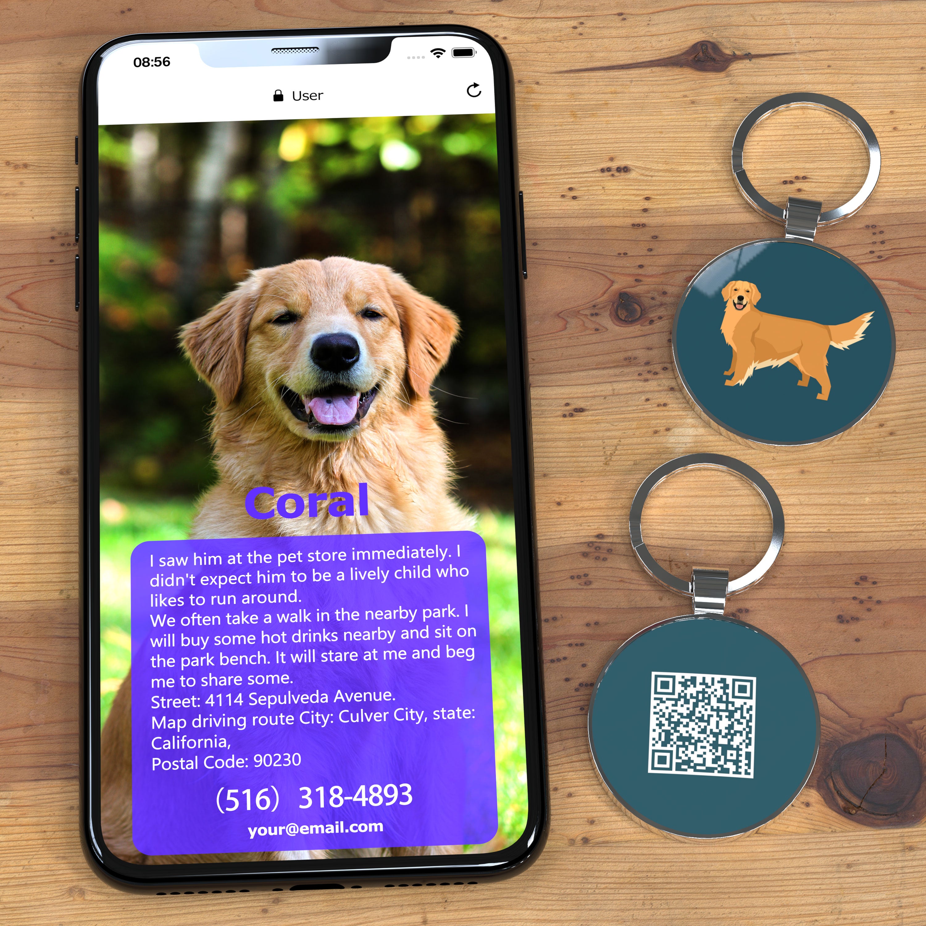 QR code pet tag Dog breeds tags-Golden Retriever