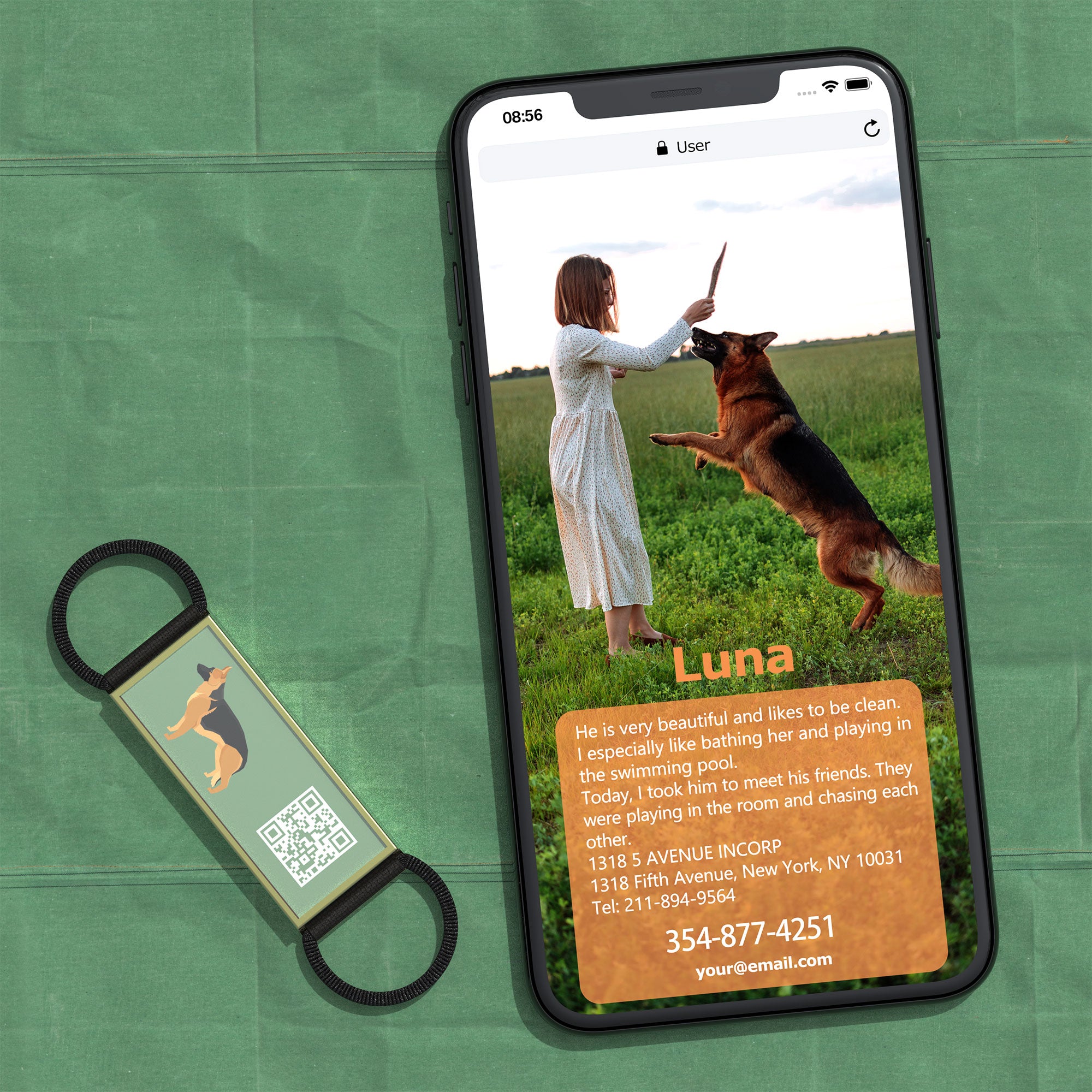 QR code pet tag Silent dog breeds tags-German Shepherd