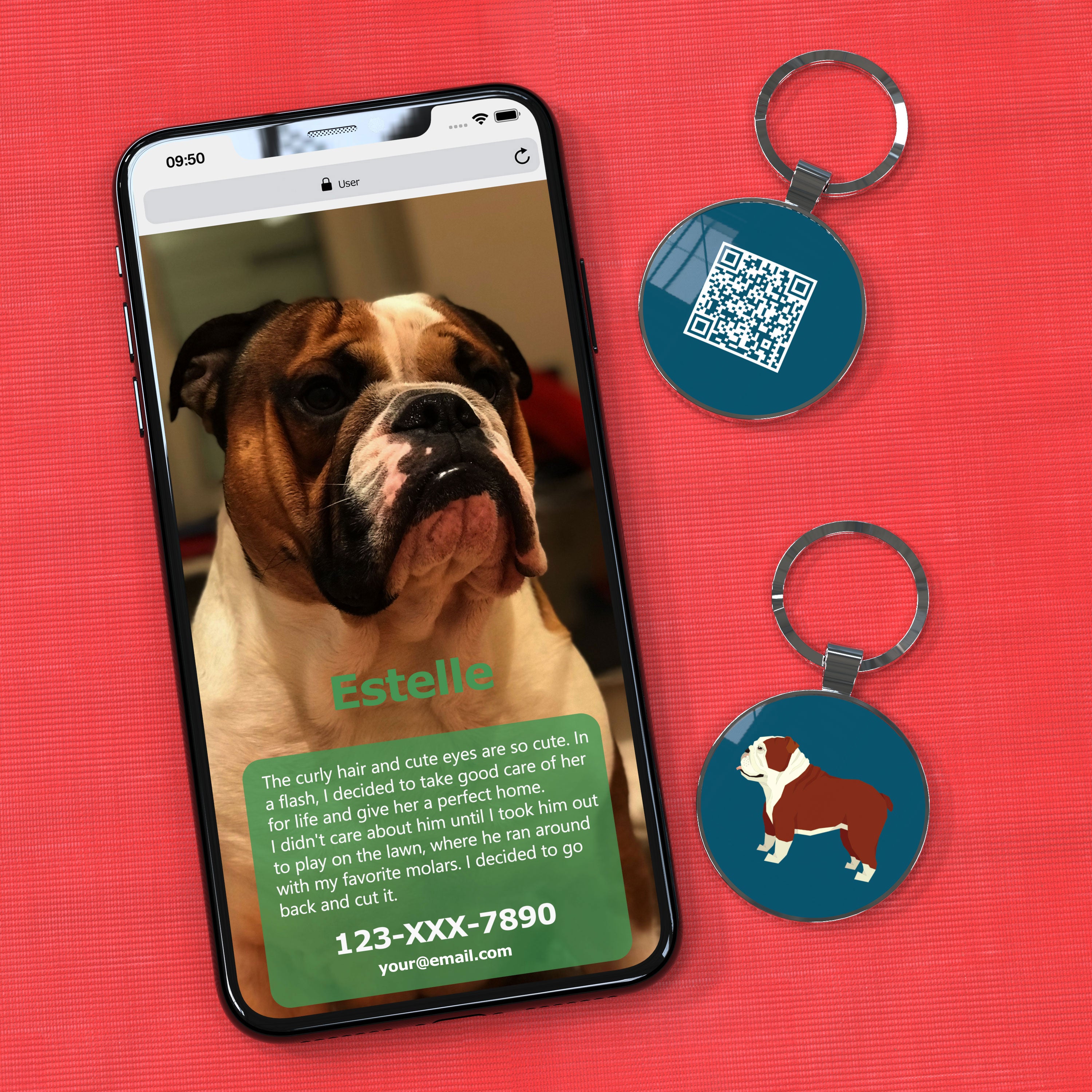 QR code pet tag Dog breeds tags-English Bulldog